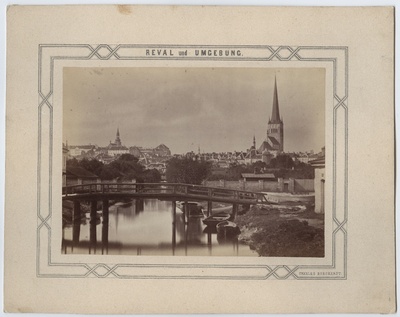 Tallinn, view from the Admirality Channel, Toomkirik on the left, on the right of the Oleviste Church.Series "Reval und Umgebung".  similar photo