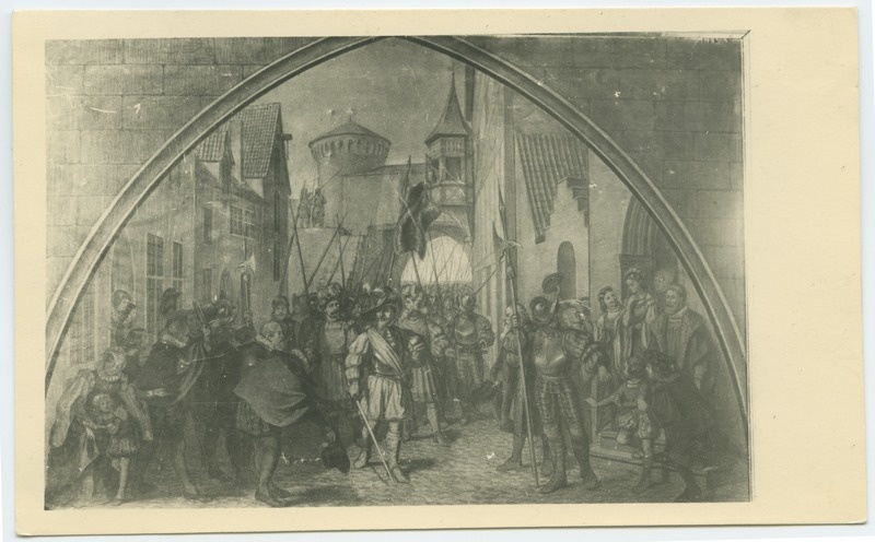 M.Schlichting, Gustav Adolfi saabumine Tallinnasse, 1869, kriidijoonistus.