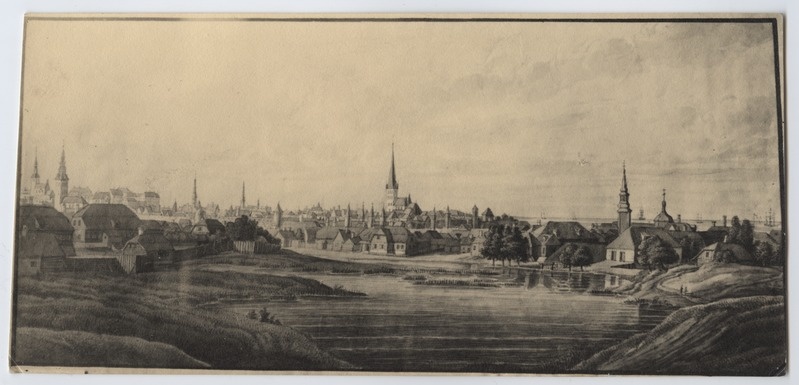Tallinn, vaade Siimeoni kiriku poolt, akvarell.