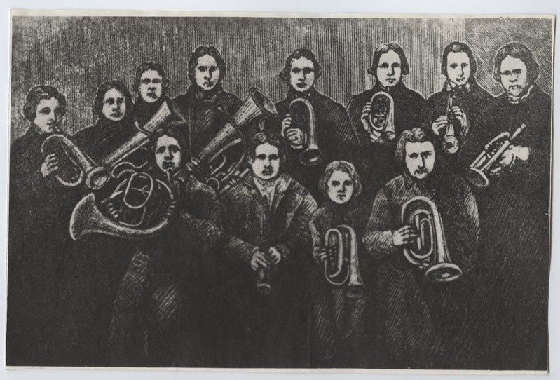 Torma (?) pasunakoor (soome kuurkirja puulõike järgi), näituselt "Eesti Üldlaulupeod".