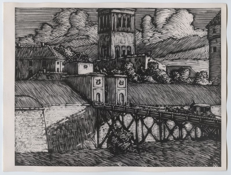 Tallinn, Toomvärav umbes aastal 1850, Erno Koch'i gravüür.