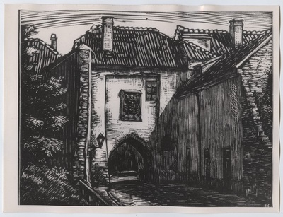 Tallinn, Harju värav umbes aastal 1860, Erno Koch'i gravüür.  duplicate photo