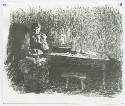 K. Raud "Küünlavalgel", naisfiguur interjöris, 1898. aastast.  duplicate photo