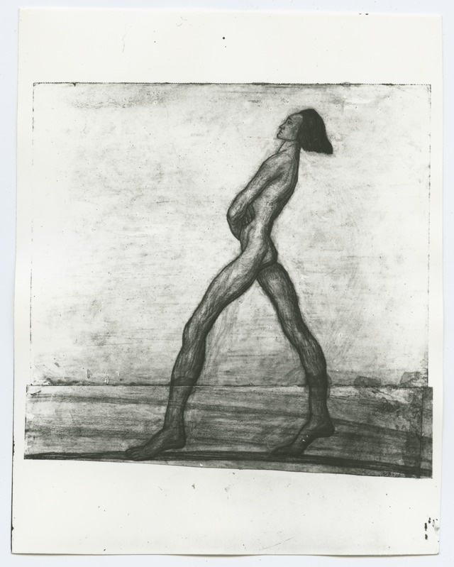 K. Raud, sammuva mehe figuur, söejoonistus umbes 1920-ndatest aastatest.