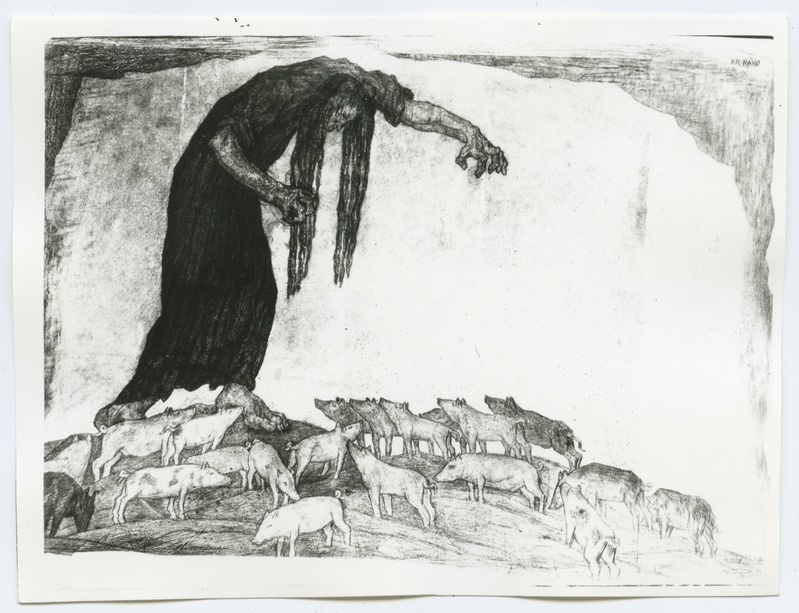 K. Raud "Nõid ja põrsad", 1920-ndatest või 30-ndatest aastatest.