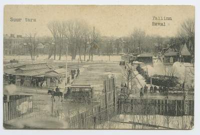 Tallinn. Turuplats talvel. Pärnu mnt hobutramm - konka  duplicate photo