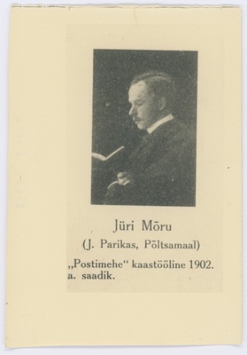 Johannes Parikase portree raamatuga. Repro  duplicate photo