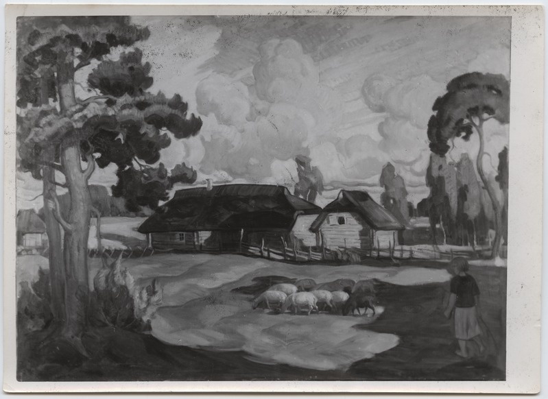 Fotoreproduktsioon Jansen "Maastik" Tartu Kunstimuuseumi kunstikogust.
