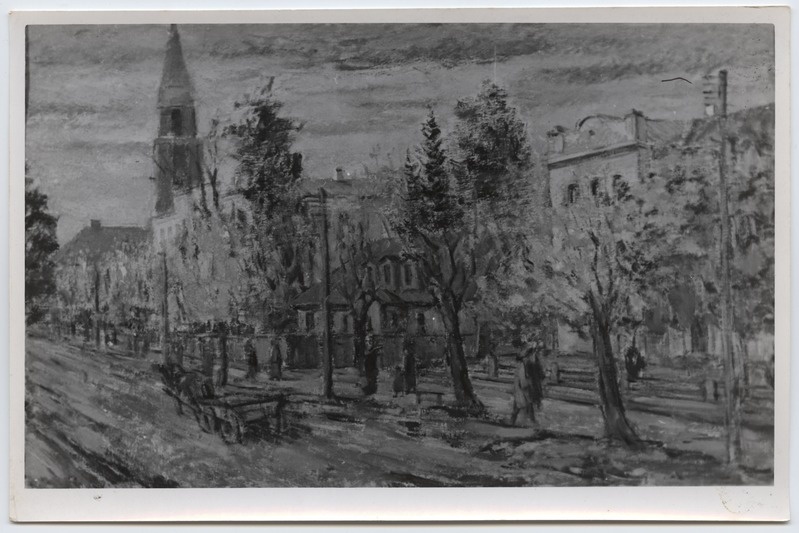 Fotoreproduktsioon R. Sepp "Sügisene Tartu motiiv" - Jõulunäitus 1942. aastal.