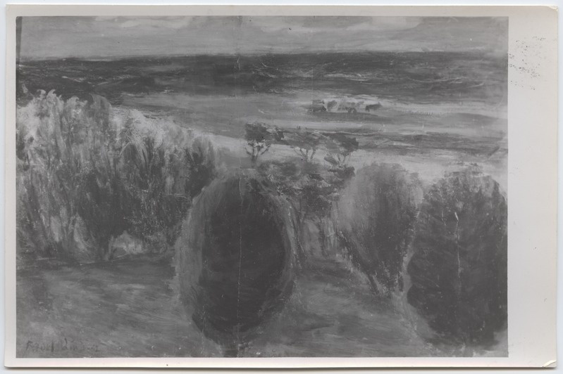 Fotoreproduktsioon R. Lind "Õhtu Pärnus" - Jõulunäitus 1942. aastal.