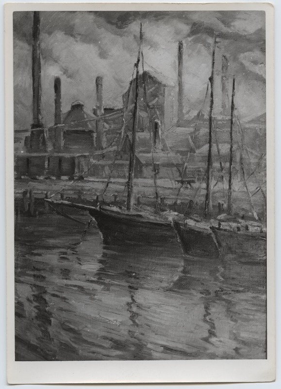 Fotoreproduktsioon J. Gentalen "Tallinna sadam"- Talvenäitus 1944. aastal.