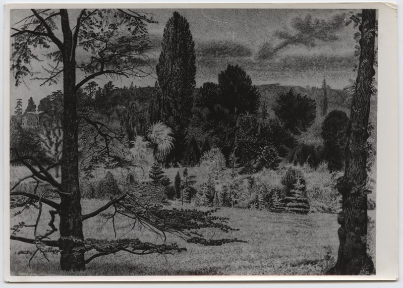 Fotoreproduktsioon E. Viiralt "Maastik Pariisi lähistel" erakogudest (Eesti kunst).