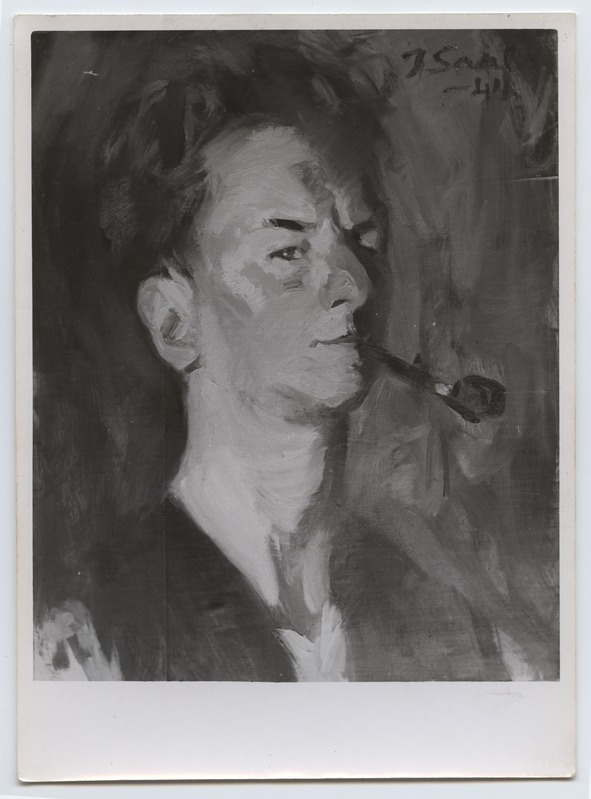 Fotoreproduktsioon J. Saal "Autoportree" - Talvenäitus 1944. aastal.
