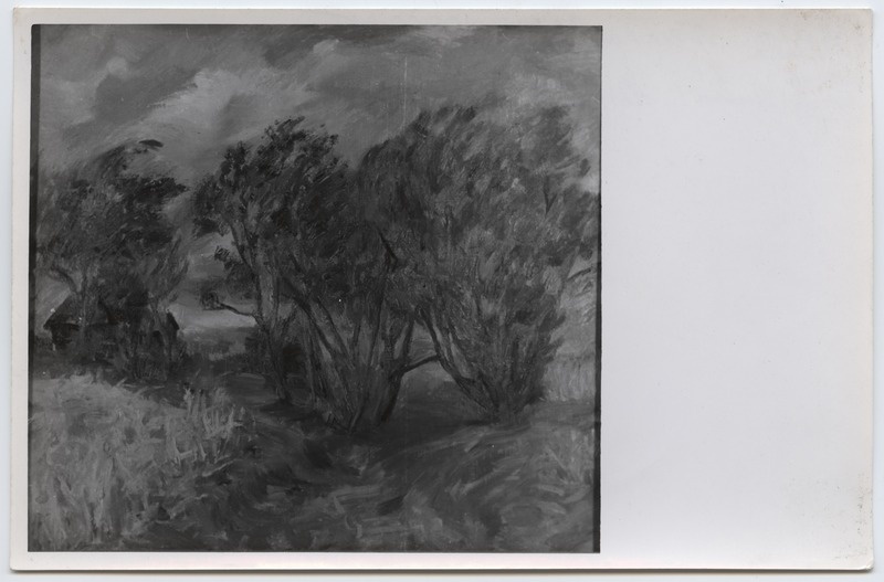 Fotoreproduktsioon A. I. Anton "Sügismaastik" - Jõulunäitus 1942. aastal.