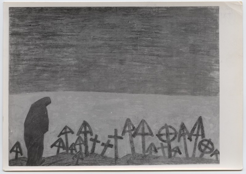 Fotoreproduktsioon K. Raud "Üksinda haual" - Kevadnäitus 1943. aastal.
