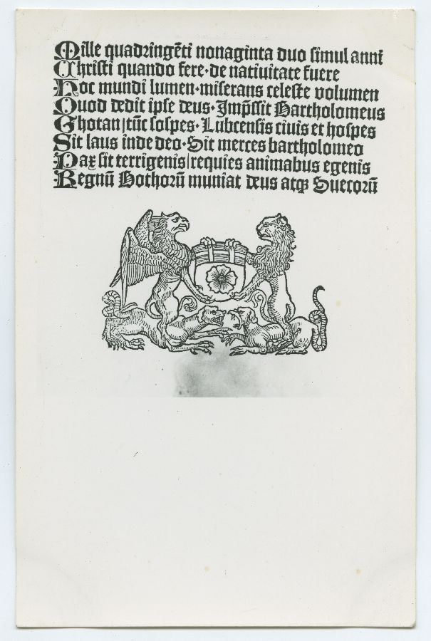 Lehekülg raamatust "Birgitta Revelations, Lübeck, Bartholomaeus Chotan 1492."