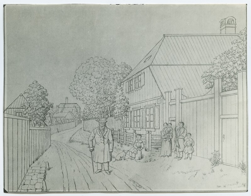 Lennuki tänav 18 või 20 - 19. sajandi algul, joonistus