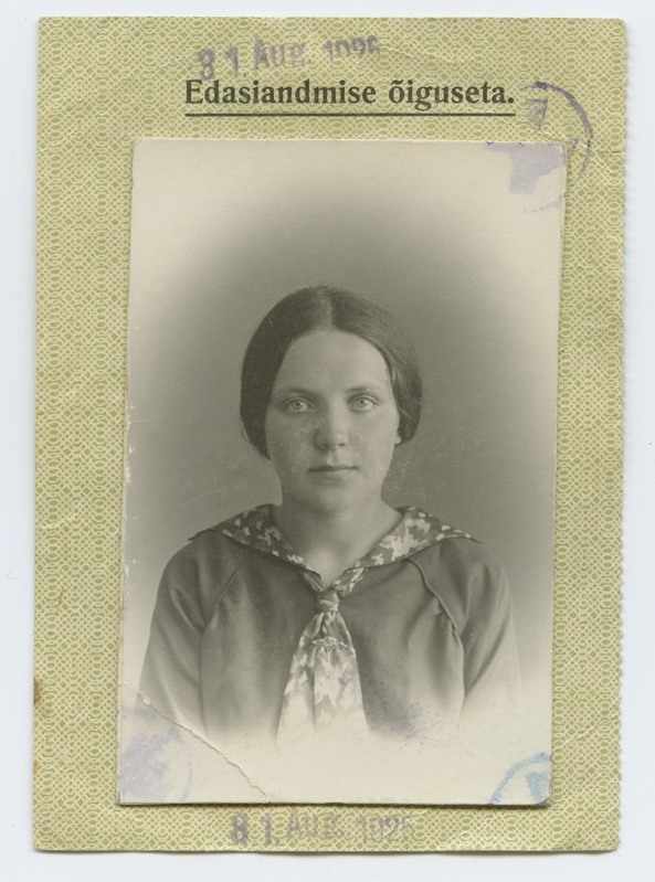 Nõmme-Tallinn rongiliini kuupilet Adele Johanseni nimele, foto.