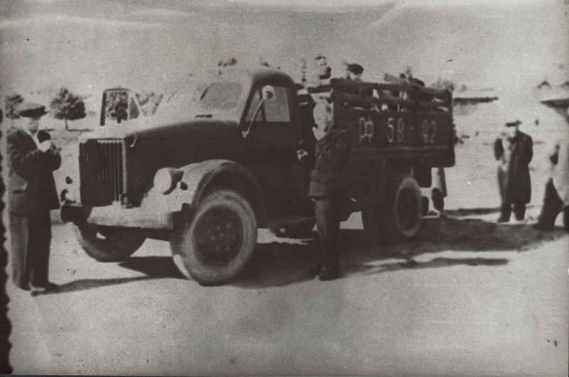 Truck with passengers