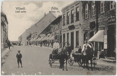 Postcard between Viljandi, Lossi t, Tartu and Kauba tn  duplicate photo