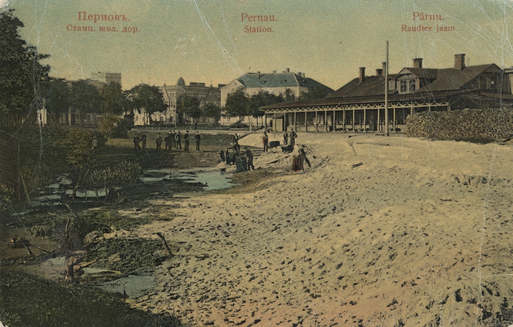 Pernovy : Tantz. Yellow. Dear. = Pernau : Station = Pärnu : railway station