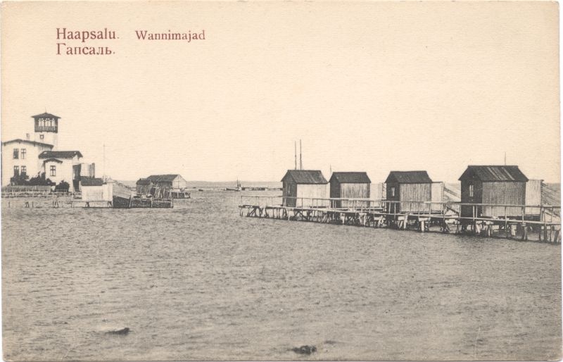 Postcard. Swimming pools on the back. Before 1914.