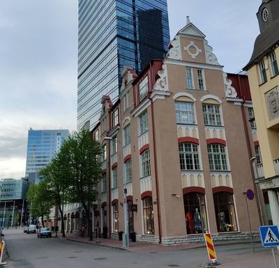 Old building of the municipality in Tallinn rephoto