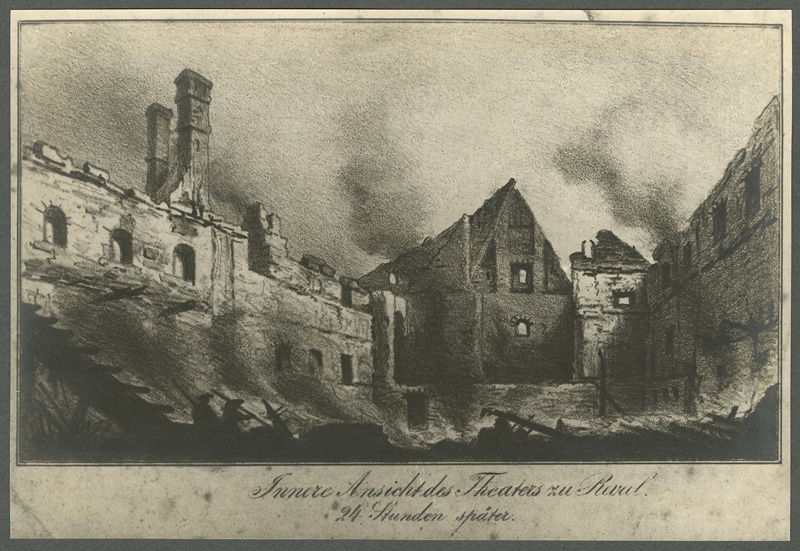 Photo, Tallinn German City Theatre, Tall. German City Theatre ruins after the fire in 1855