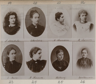 Reprofoto. Eesti kultuuritegelased: Lydia Koidula, Julie Wilhelmine Ederberg, Anna Tamm, Elise Rosalie Aun, Anna Haava, Lilleorg, Wettmann.  similar photo