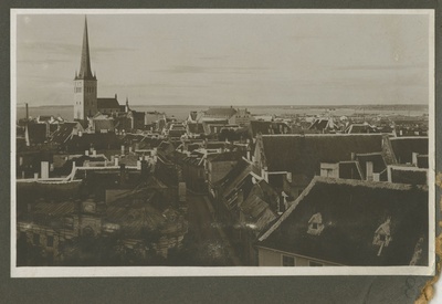 Tallinn. Vaade vanalinnale, Laiale tänavale ja Oleviste kiriku tornile.  duplicate photo