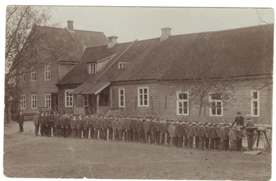 Military exercise at the Paistu County School.  duplicate photo