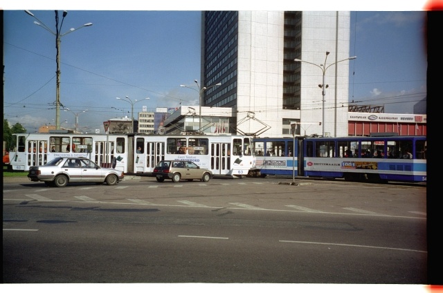 Trams in Viru Square in Tallinn