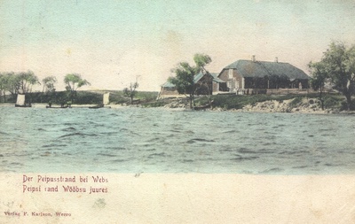 Photo postcard. Peipsi beach. Close to the rubbish.  duplicate photo