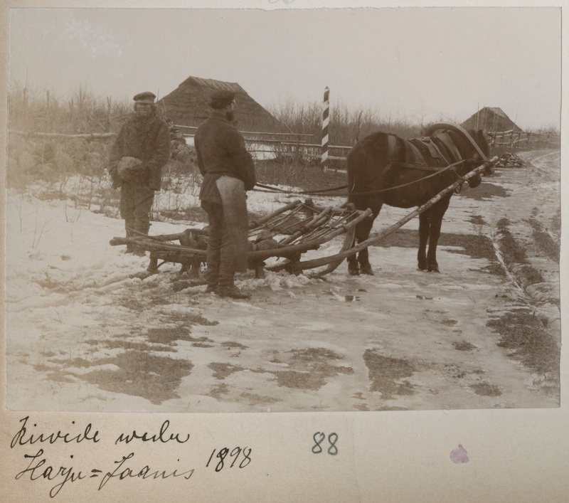 Kivide vedu  hobusaaniga Harju-Jaanis 1898. aastal.