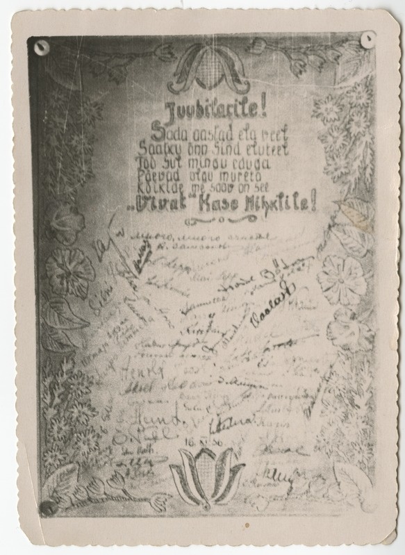 Vangilaagris valmistatud pila-aukiri Mihkel Kasele