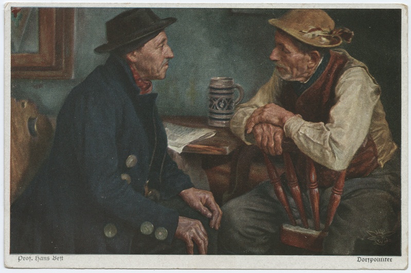 Kaks saksa rahvariides meest vestlemas. Repro