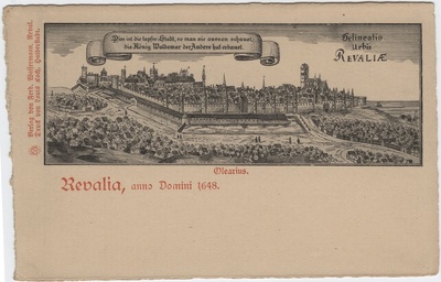 Trükipostkaart: Oleariuse gravüür -  vaade Tallinnale 1648.a.  duplicate photo