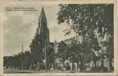 Tartu : Paulus Church and Real School = Dorpat : Paulus-Kirche u. Realschule  duplicate photo