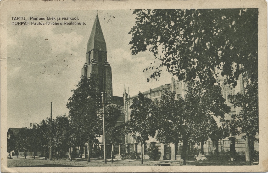 Tartu : Paulus Church and Real School = Dorpat : Paulus-Kirche u. Realschule