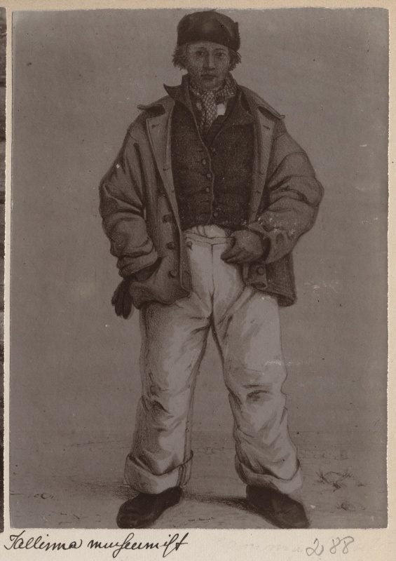 F.S. Stern. Saaremaa mees Jämaja rahvarõivais. 1859. Litograafia.