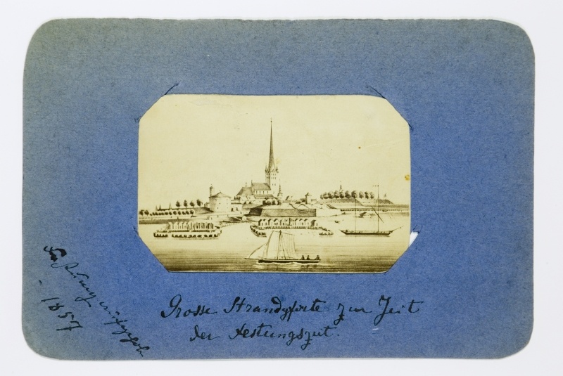 Vaade Tallinna rannakindlustustele enne 1857.a. Pildistus joonistusest.