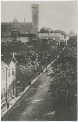 Tallinn. Vaade piki Falgi teed Toompea suunas, vasakul üleval Toompea linnus ja Pika Hermanni torn.  duplicate photo