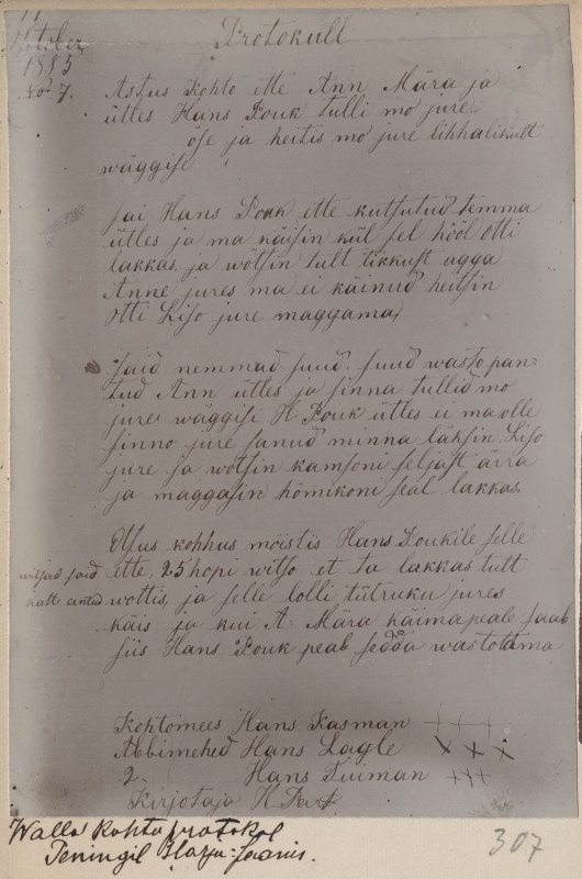 Peningi vallakohtu protokoll, 1885.a.