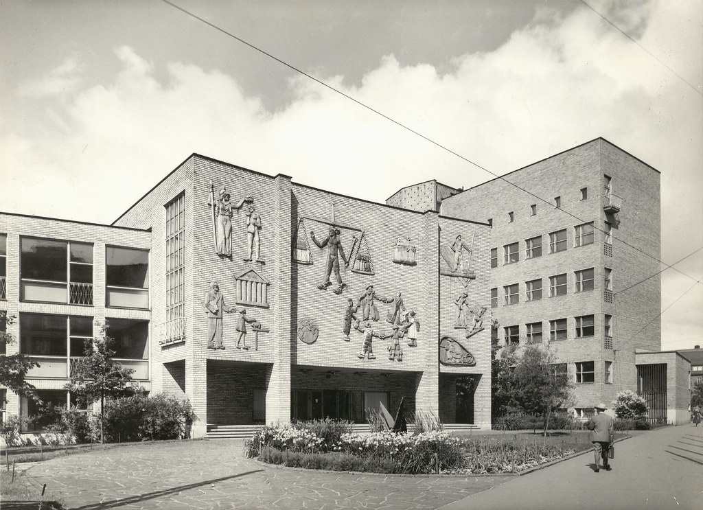 Ceramic reliefs of the facade, main building