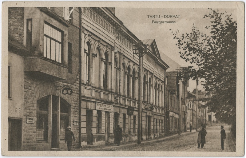 Bürgermusse hoone (Tartu saksa kodanike Selts) Tartus, vaade fassaadile.