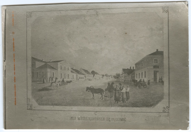 Reprofoto Friedrich Schlateri litograafiast Uueturu tänav, Tartu, 1852.