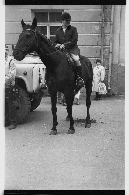 Dionysia 1992, opening of the festival at Raekoja square; rider