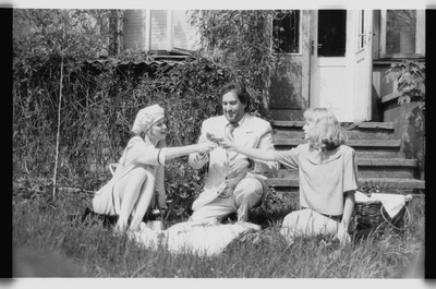 Dionysia 1993, performance at Tartu Writers’ House; from the left Maria Avdjuško, Guido Kangur, Piret Kalda  similar photo