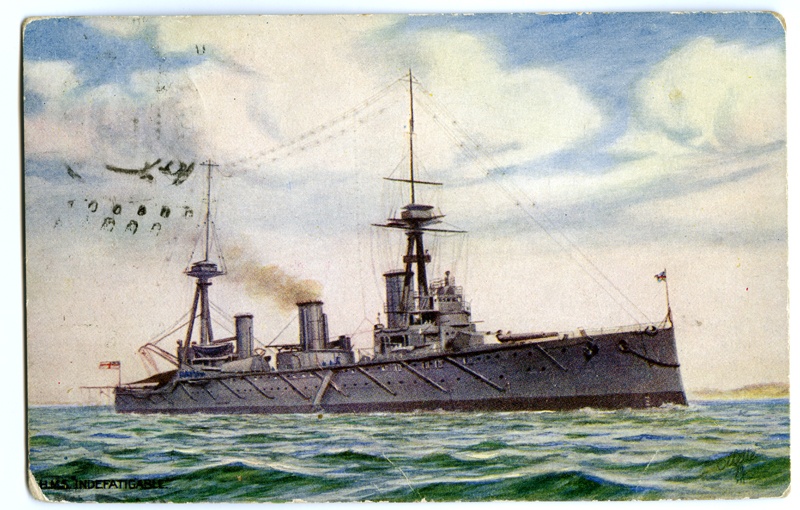 Postkaart, Suurbritannia lahinguristleja "Indefatigable".