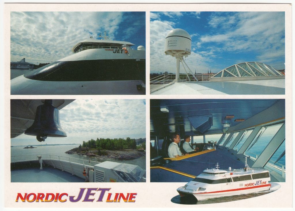 4-vaateline postkaart: vaated reisilaevast "Nordic Jet"